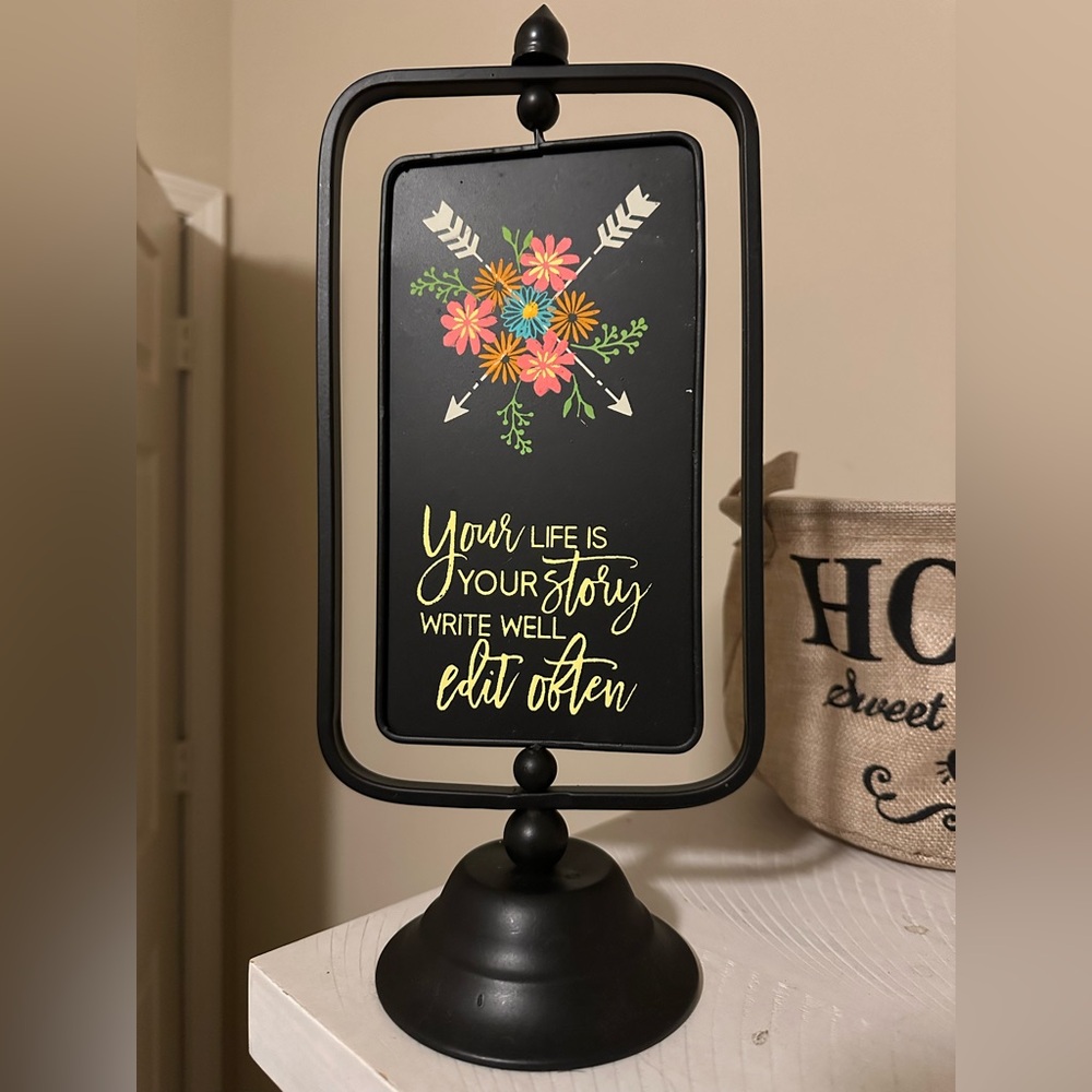Chalk Couture Black and Colorful Floral Sign